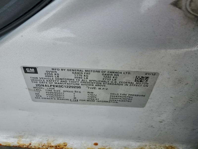 Photo 14 from auction – 2012 CHEVROLET EQUINOX with VIN 2GNALPEK8C1229296