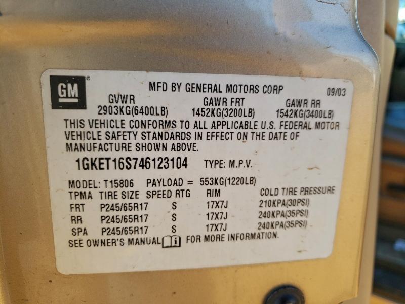 Photo 14 from auction – 2004 GMC ENVOY with VIN 1GKET16S746123104
