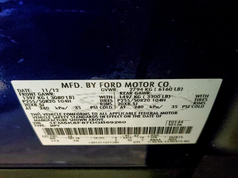 Foto 14 de la subasta – 2013 FORD EXPLORER L con VIN 1FM5K8F87DGB69260