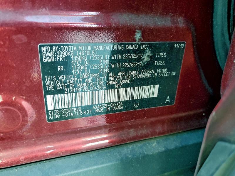 Photo 14 from auction – 2020 TOYOTA RAV4 with VIN 2T3H1RFV6LC043654