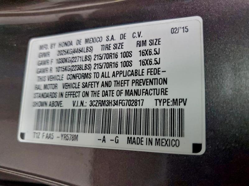 Photo 14 from auction – 2015 HONDA CR-V LX with VIN 3CZRM3H34FG702817