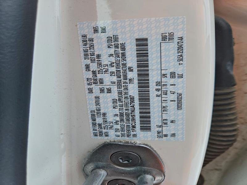 Photo 14 from auction – 2022 FORD ESCAPE SEL with VIN 1FMCU9H97NUA79087