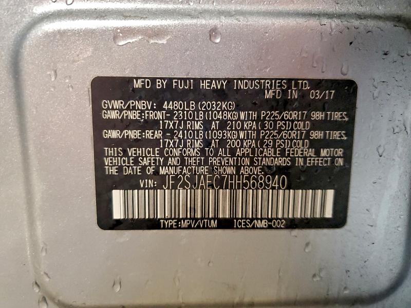 Photo 14 from auction – 2017 SUBARU FORESTER 2 with VIN JF2SJAEC7HH568940
