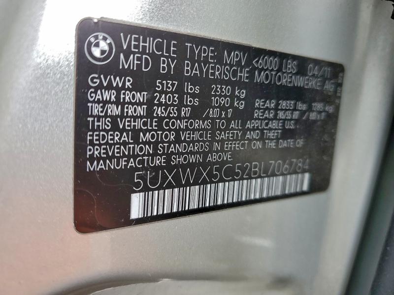 Photo 14 from auction – 2011 BMW X3 XDRIVE2 with VIN 5UXWX5C52BL706784