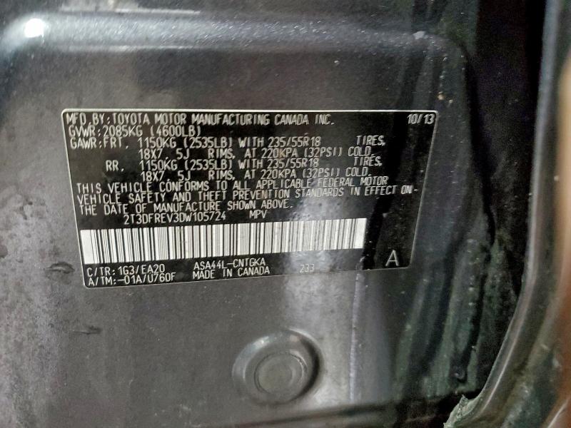Photo 14 from auction – 2013 TOYOTA RAV4 LIMIT with VIN 2T3DFREV3DW105724