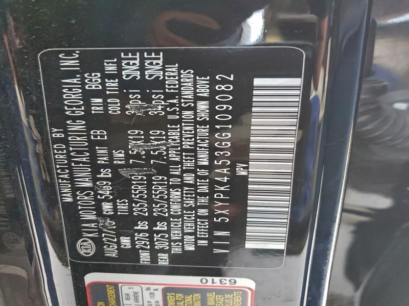 Photo 14 from auction – 2016 KIA SORENTO SX with VIN 5XYPK4A53GG109082