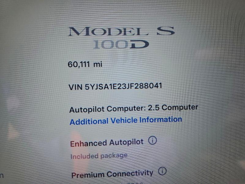 Photo 9 from auction – 2018 TESLA MODEL S with VIN 5YJSA1E23JF288041