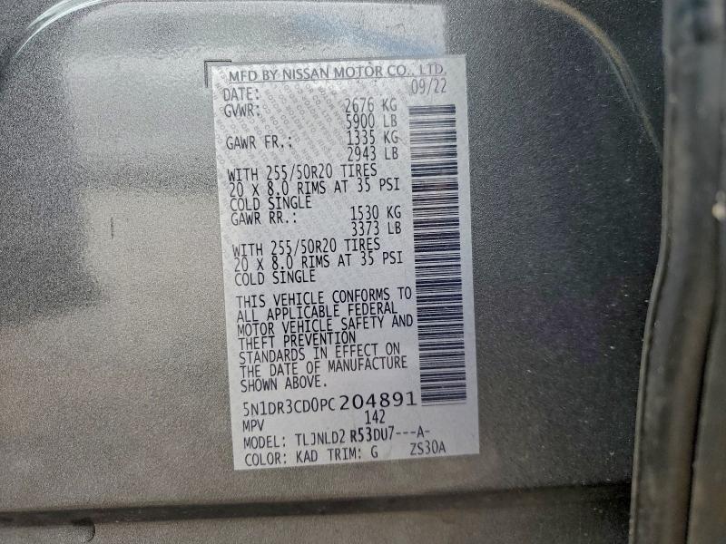 Photo 14 from auction – 2023 NISSAN PATHFINDER with VIN 5N1DR3CD0PC204891