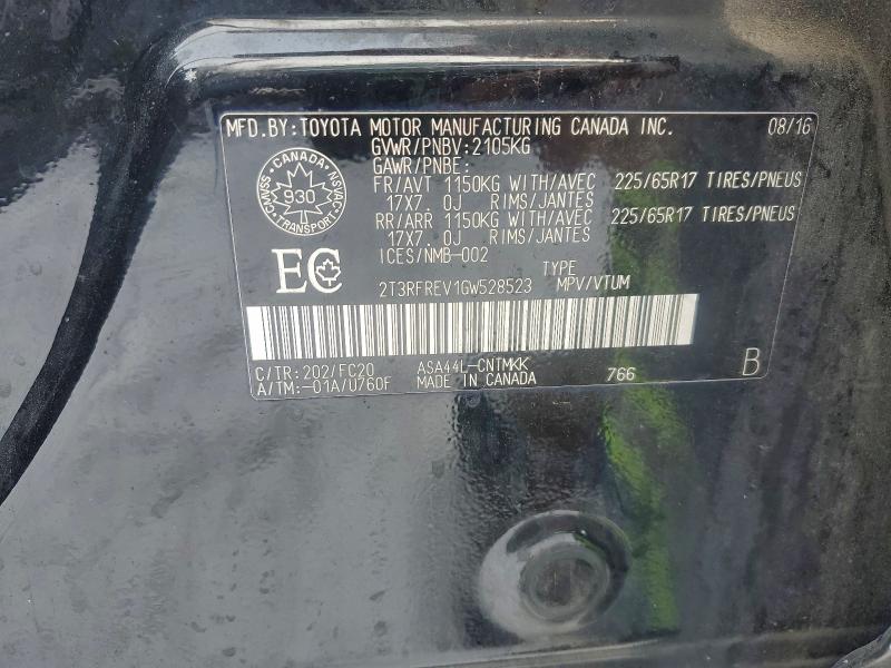 Photo 14 from auction – 2016 TOYOTA RAV4 XLE with VIN 2T3RFREV1GW528523